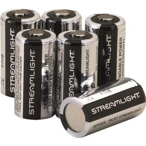 Streamlight 85180 3V CR123A Lithium Batteries, 6-Pack, Black