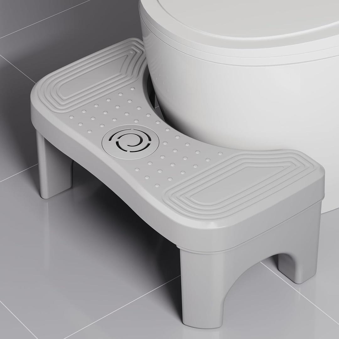 Toilet Poop Stool, 7" Height Squatting Potty for Adults, Toilet Stool Squat Adult, Portable Bathroom Pooping Foot Stool, Non-Slip Toilet Assistance Step Stool, Gray Legs (1 Pack)