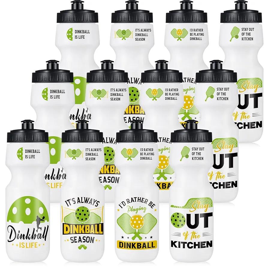 Maxdot 12 Pcs Funny Dinkball Water Bottle Bulk 26 oz Reusable Sports Squeeze Water Bottle with Pull Top Cap for Sports Party Favors Team Gifts Players Gym
