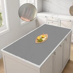 47.2''x23.6''(120cmx60cm) Large Silicone Mat for Kitchen Counter, Non-Slip Heat Resistant Countertop Protector, Waterproof Silicone Craft Mat for Kitchen Island, Translucent Gray