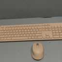 Wireless Keyboard and Mouse Combo, Quiet and Soft 2.4G Full-Size Computer Keyboard and Ergonomic Wireless Mouse for Windows, Mac Desktop/Laptop/PC/PS, Peach (Pink)