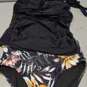 SUUKSESS Women Sexy Halter Tankini Bathing Suits Slimming Tummy Control High Waisted Swimsuits 2 Piece (Black, M)