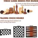 3 in 1 Magnetic Chess Set & Checkers Backgammon Board Game Set, 15" Wooden Folding Chess Board, Tournament Portable Travel Chess Set, Beginner Chess Board Game for Adults & Kids