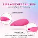 SXVME Hot Pink Soft Gel Nail Tips Medium Almond Pre-colored Gel Tips Medium Press on Nails Pre Applied Tip Primer Natural Acrylic Fake Nails Extensions for DIY Nail,300Pcs