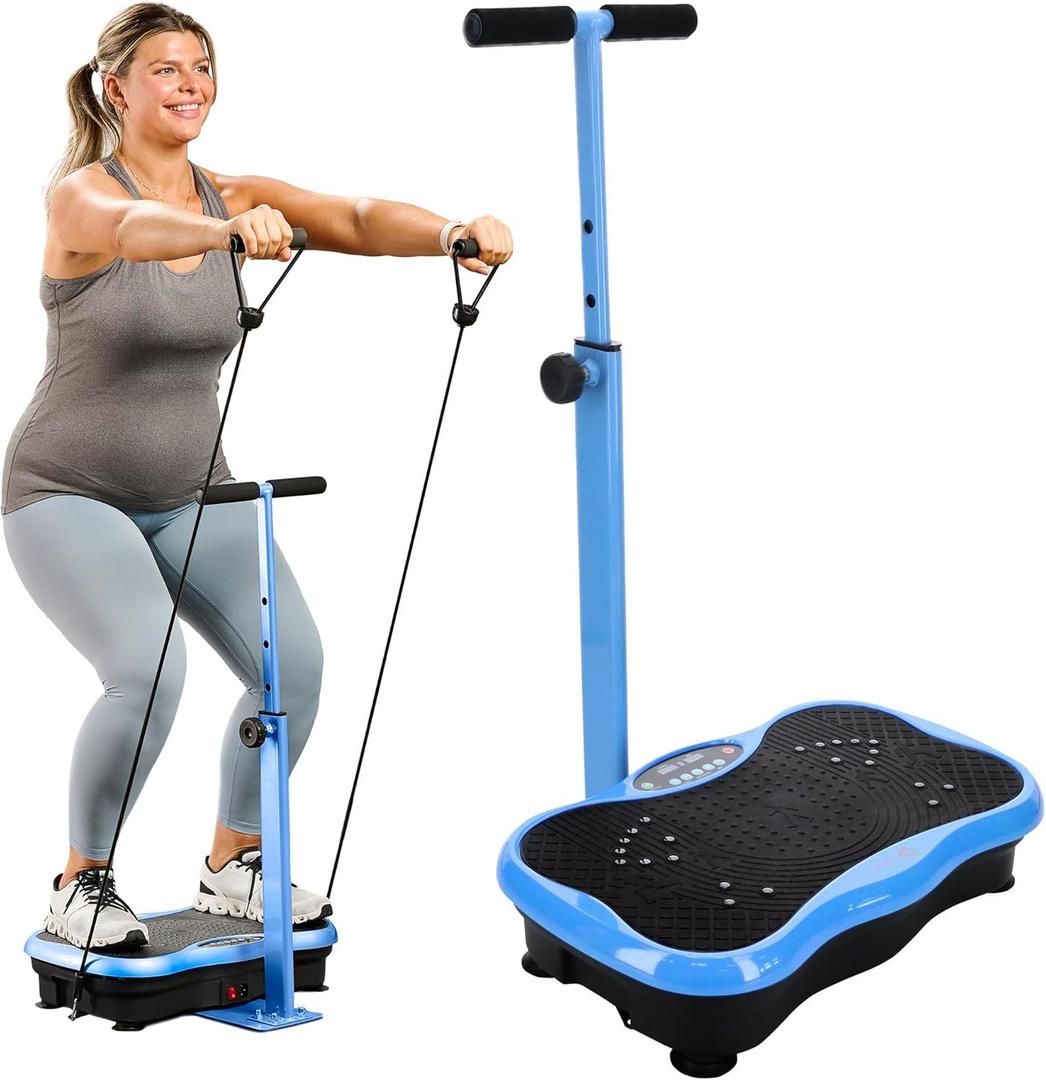 Lifepro TrimLite Vibration Plate Exercise Machine with Handlebars  Whole Body Vibration Platform for Lymphatic Drainage & Weight Loss  99 Speed Levels, Bluetooth Speaker, Resistance Bands & Remote