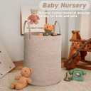 JMvicyroam Large Woven Laundry Basket Hamper,60L Cotton Rope Storage Bin for Blankets,Toys and Clothes,Decorative Tall Nursery Hamper for Living Room,Baby Nursery,Bathroom and Bedroom,Oatmeal