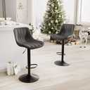 YOUNIKE Bar Stools Set of 2 for Kitchen Island, Black Swivel Tall Bar Stools, Adjustable Barstools with Back, Faux Leather Padded Stools, Modern Counter Height Bar Chairs with 300LBS Support, Black 