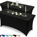 Utopia Kitchen Spandex Tablecloth 2 Pack [4FT, Black] Tight, Fitted, Washable and Wrinkle Resistant Stretch Table Cloth Rectangle Cover for Trade Show, Weddings & Parties [48Lx30Wx30H Inch]