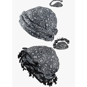 JILIYUPA Satin Lined Turban, Silky Head Wraps for Men with Long Twist Straps Halo Turban Mens Head Scarf for Hair