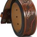 CHAOREN Western Belts for Men without Buckle - Cowboy Belt 1.5" Full Grain Leather Belt for Jeans - One Solid Piece Leather (36-38 (Fits Pants Size 34-36), Cowhide Cognac)