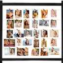 Picture Frames Collage,Photo Display Board With Clips,Hanging Picture Wall Decor for Dorm Graduation Letter Postcard Greeting Card Organizer Holder,Pine Wood,Adjustable Metal Bead String,Large,Black (1 Pack)