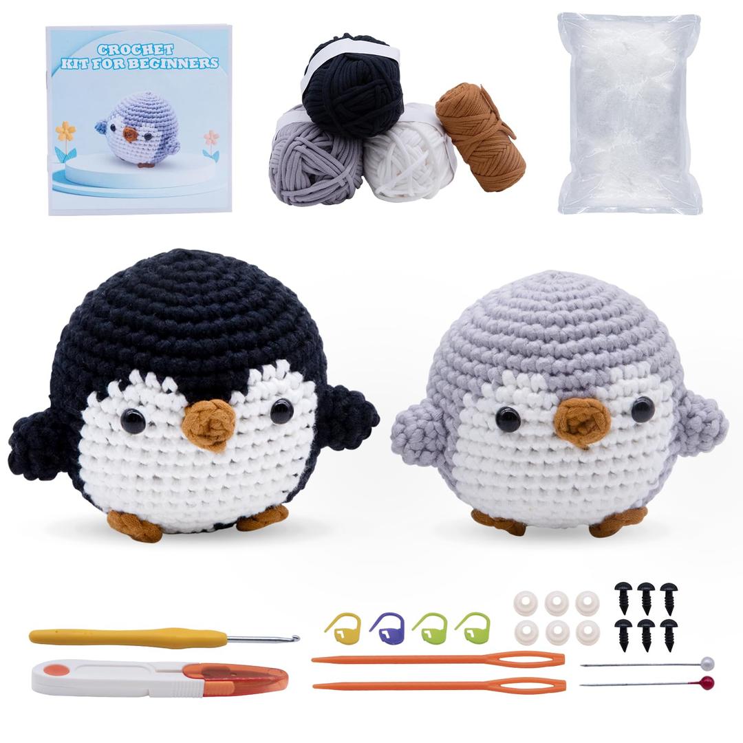 EOKPHULL Crochet Kit for Beginners, Easy Crochet Animal Set Knitting Kit for Adults with Step-by-Step Video Tutorials and Paper Instructions