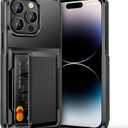 Vofolen for iPhone 14 Pro Max Case Wallet with Card Holder [Max 4-5 Cards] Dual Layer Heavy Duty Shockproof Protective Hidden Flip Card Slot Slim Phone Case for iPhone 14 Pro Max for Men Women-Black