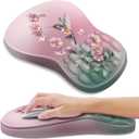 YIWEI Ergonomic Mouse Pad with Wrist Rest - Comfortable Office Mousepad with Memory Foam Wrist Support for Carpal Tunnel Relief, Mouse Pads with Non-Slip Base for Gaming and Home (Hummingbird)