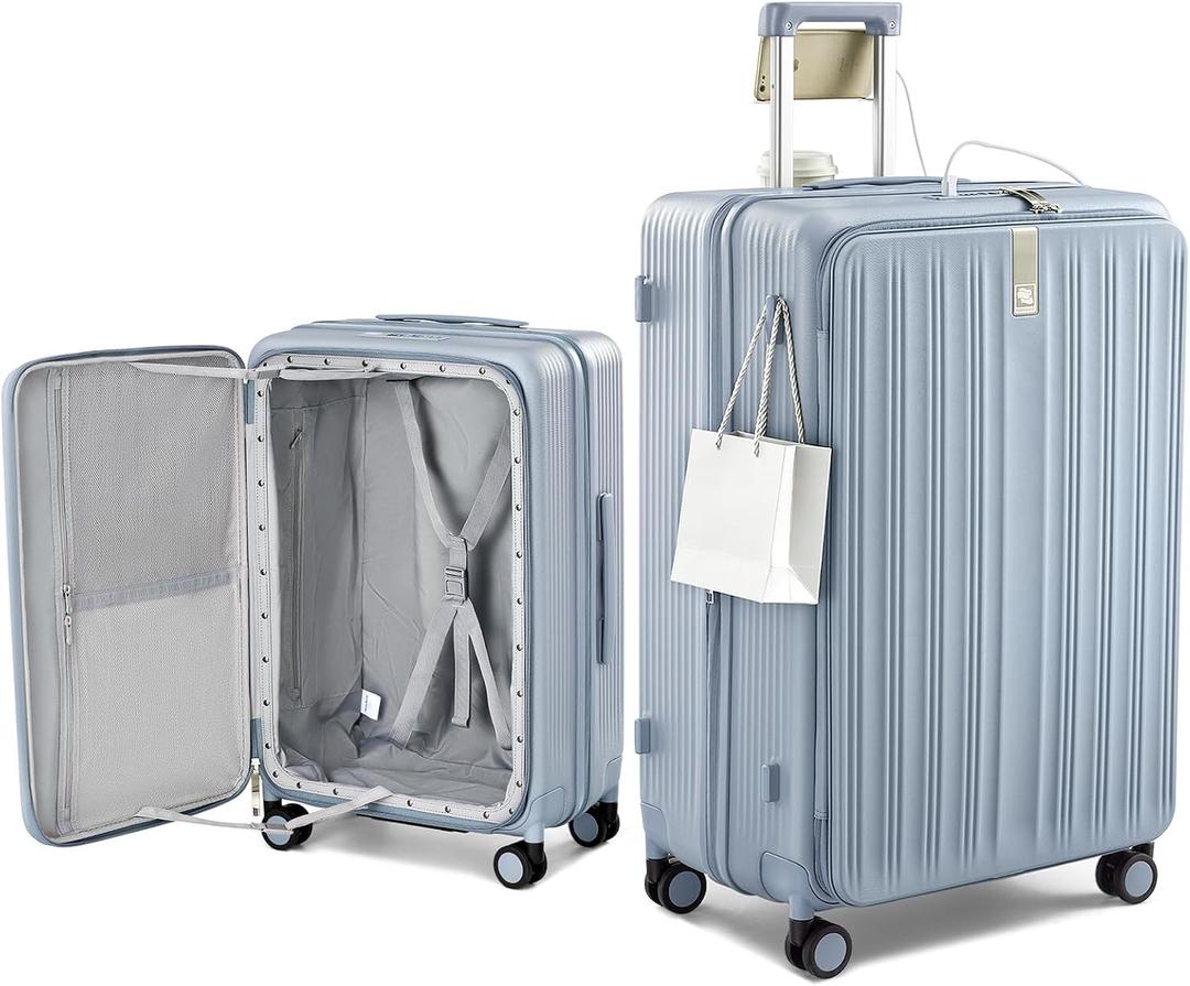 Hanke Top Opening 28" Large Luggage Expandable Hard Shell Grey, 28 Inch EXT