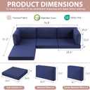 9-Piece Patio Furniture Cushions Set, Replacement Outdoor Cushions for 4-Seat Patio Sectional, Waterproof & Fade Resistant Deep Seat Cushion for Outdoor Sofa, Navy Blue, 9PCS