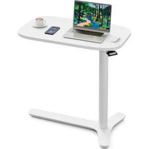 Muvai 30" Large Overbed Table with Wheels Adjustable Height Ideal Bedside Table for Home Medical Use - Rolling Table for Hospital - Over Bed Desk,Versatile Bedside, Lap Desk, Laptop Stand,White
