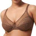 HSIA Minimizer Bras for Women Enchante Full Coverage Underwire Bras Plus Size Lifting Floral Lace Bra for Heavy Breast (38DD, Coffee Brown)