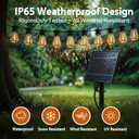 Solar Outdoor String Lights, 50FT 20 Bulbs IP65 Waterproof Patio Lights with Solar & USB-C Dual Charging, Remote Control with Timer, Edison LED String Lights for Garden, Yard, Party, Camping
