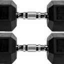 Fitvids Rubber Encased Hex Dumbbell, 25LB Pair