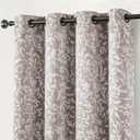 jinchan Blackout Curtains for Bedroom, Taupe Grey Scroll Floral Patterned Curtains 84 Inch Length for Living Room, Vintage Art Deco Drapes, Thermal Insulated Window Curtains Grommet 2 Panels