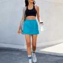 luvamia Skorts for Woman High Waisted Pull On Elastic Waist Cargo Pockets Quick Dry Hiking Tennis Sports Skirt Shorts (Blue, XL)