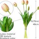 DUYONE 15pcs Artificial Tulips Flowers, Latex Bouquet, Fake Tulips for Office Wedding Party Home Kitchen Garden Decoration-B Pink Champagne