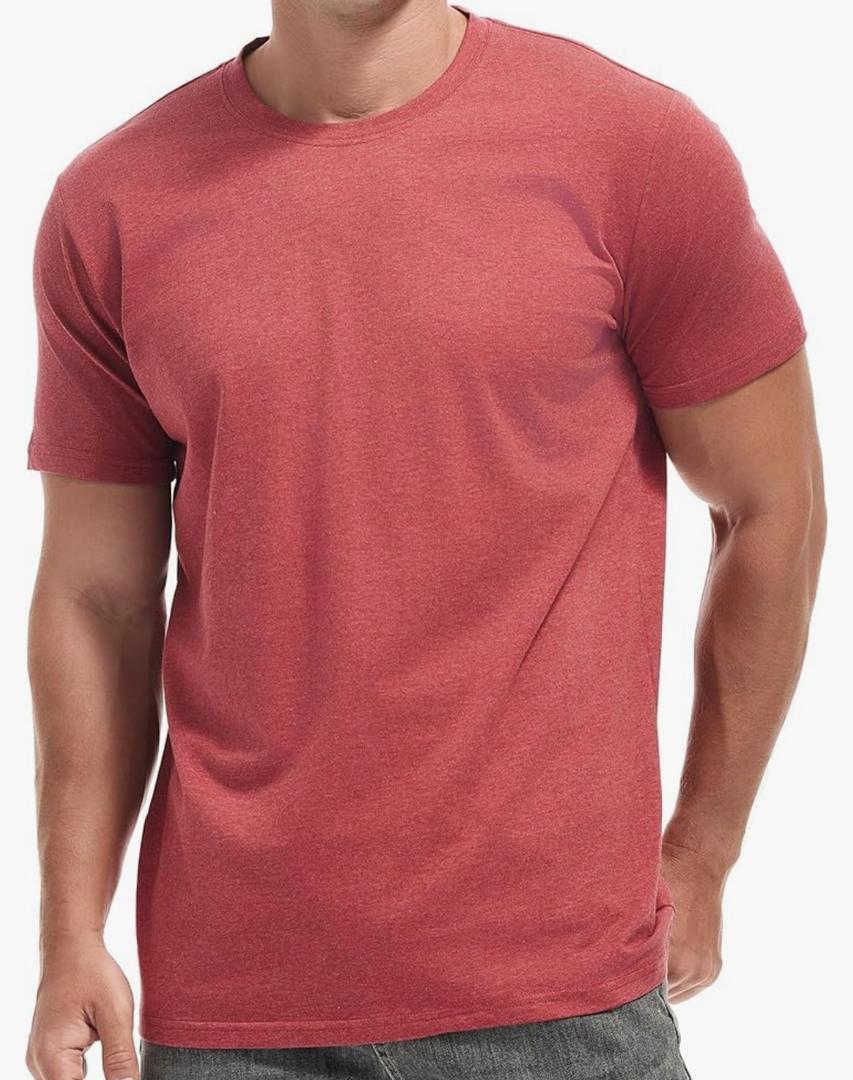 Men’s Premium Heather Crew Neck Tshirt Ring-Spun Cotton Blend Tee Lightweight Classic Athletic Fit Short Sleeve Plain T-Shirt L
