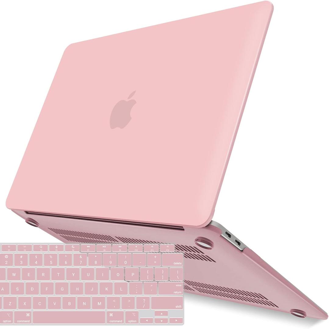 IBENZER Compatible with New MacBook Air 13 inch Case 2022 2021 2020 M1 A2337 A2179 A1932, Plastic Hard Shell Case with Keyboard Cover for Mac Retina Display with Touch ID, Rose Quartz, MMA-T13RQ+1