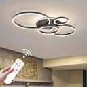 O'NEELDY Flush Mount Modern Ceiling Light Black Led Modern Light Fixtures Ceiling Mount Lights 4 Rings Led Chandelier Lamp Fixture with Remote for Living Room Kitchen Dining Room Bedroom