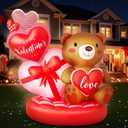Mepase 4.9ft Valentine's Day Inflatable Outdoor Decoration, Bear with Love Sweet Heart Romantic Cute Valentines Gift Blow up Yard Decoration for Party Anniversary Wedding Propose Garden Lawn