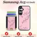 Shorogyt for Galaxy A15 5G Cute Kawaii Leather Phone Case - Compatible with Magsafe Wallet Magnetic Credit Card Holder Peach Blossom Design Phone Cover for Women Girls, Fits 7 Cards