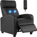 FDW Recliner Sofa Massage Chair Home Theater Seating with Lumbar Support and Padded Backrest for Living Room and Bedroom (Leather, Black)