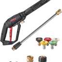 Pressure Washer Gun with Power Wash Extension Wand 4000PSI, 5 Sprayer Nozzle Tips, Pressure Washer Adapter Set Quick Connect Kit, High Pressure Washer Accessories Black (Long)