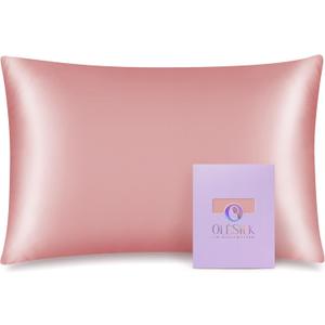 OLESILK 100% Mulberry Silk Toddler Pillowcase for Hair and Skin, Both Sides 19 Momme Pure Natural Silk Travel Pillow Cases with Hidden Zipper, 13"x 18", Coral Pink