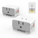 Outlet Extender 2 Pack, 2 AC Multi Plug Wall Outlet with 2 USB Ports (1 PD 20W USB C Charger), Outlet Splitter 3 Way Angled Wall Plug Adapter with Night Light, for Kitchen Bathroom Travel Cruise Ship (Grey)