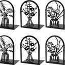 3 Pairs Metal Book Ends, Flower Bookends for Shelves Decorative, Book Stopper for Heavy Books, Ends to Hold Books for Home Office