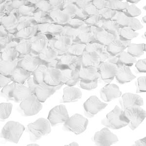 JHZMCRX 1000 Pcs White Rose Petals Artificial Silk Flower Petals Romantic Decorations for Wedding Engagement Birthday Event Anniversary Party Backdrop Supplies