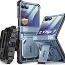 i-Blason for Samsung Galaxy Z Flip 7 Case with Stand, [Tempered Glass Screen Protector] [Hinge Protection] [Belt-Clip], Full-Body Military Protection Phone Case for Samsung Z Flip 7, Armorbox, Blue