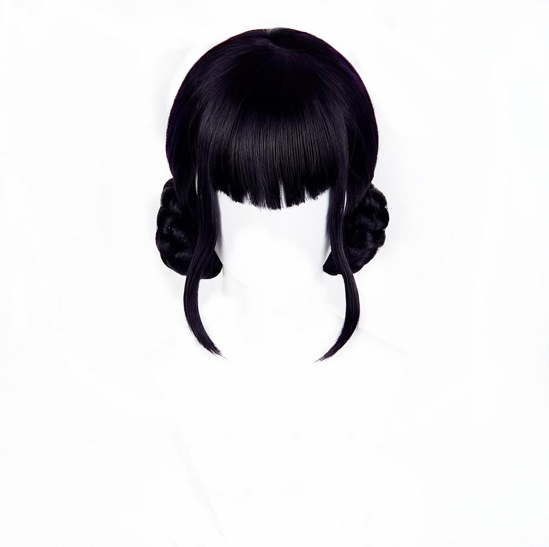 Topcosplay Girls Black Purple Double Braid Cosplay Wig Halloween Party Costume Wig