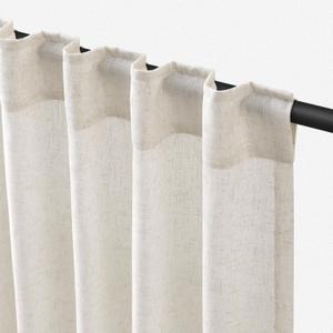 102 inch Long Linen Curtains 2 Panels for Living Room, Natural Cream Ivory Light Filtering Semi Sheer Linen Curtains Back Tab and Rod Pocket Neutral Drapes for Bedroom/Farmhouse, 52 x 102 Inch