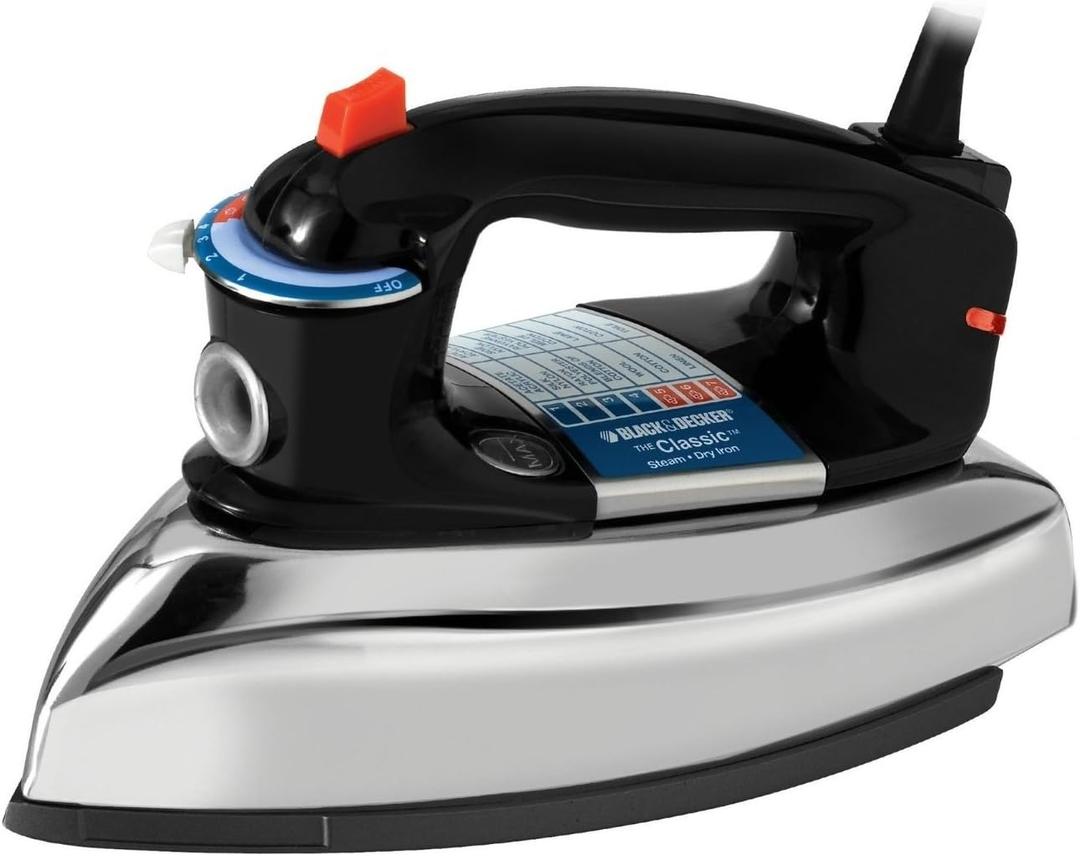 BLACK+DECKER The Classic Iron, F67E-T, Aluminum Soleplate, Steam or Dry Ironing, 7 Temperature Settings, Anti-Drip BLACK+DECKER The Classic Iron, F67E-T, Aluminum Soleplate, Steam or Dry Ironing, 7 Temperature Settings, Anti-Drip
