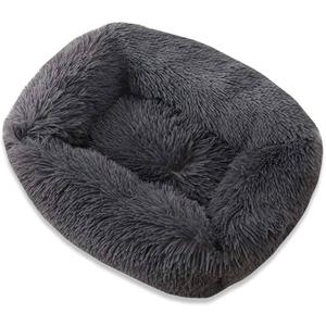 FCheng Plush Square Dog Mat, Cat Mat, Easy Wash, Non-Slip, Super Soft Deep Sleep Pet Bed, Suitable for Large, Medium and Small Dogs. (Gray, Large)