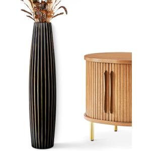 Floor Vases, Tall Floor Vase 23.6 inch (60CM, 1.96FT) Tall Vases, Sturdy Black Vase for Living Room Decor, Resin Bronze Color (Brown)