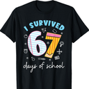 Survived 67 Days of School Funny Meme Teacher Student T-Shirt XL