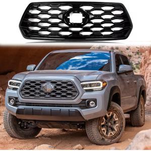 Front Bumper Upper Grill Insert Gloss Black Grille Fit For 2016 2017 2018 2019 2020 2021 2022 2023 Toyota Tacoma,2021 TRD/Mesh Style,Gloss Black