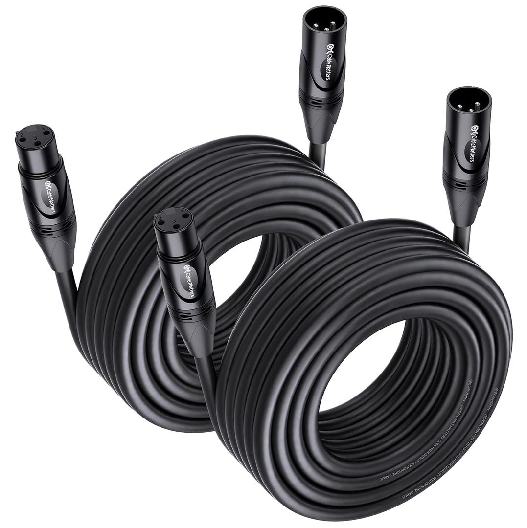 Cable Matters 2-Pack Premium Long XLR to XLR Cables - 35ft, Male to Female Microphone Cable, Oxygen-Free Copper (OFC) Mic Cord, Black