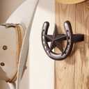 Cowboy Hat Hanger Wall Mount, 4 Pack Cowboy Hat Rack, Metal Horseshoe Hook, Horseshoe Decor, Western Hat Hook for Wall, Hat Holder for Entryway Closet, Bridle Hook for Tack Room, Horse Supplies