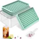Mini Ice Cube Trays for Freezer, Small Round Ice Cube Molds 104x3 PCS Tiny Pebble balls, Crushed Ice Trays with Lid & Bin, Easy Release Nugget Ice Ball Maker for Chilling Drink, Coffee, and Juice