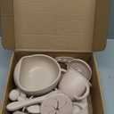 Silicone Baby Feeding Set | Baby Led Weaning Supplies Includes Suction Bowls and Divided Plates, Adjustable Bib, Baby Utensils Spoons and Forks,Cup | Baby Feeding Essentials (Beige)